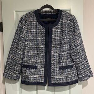 Talbots Blue and White Tweed Blazer